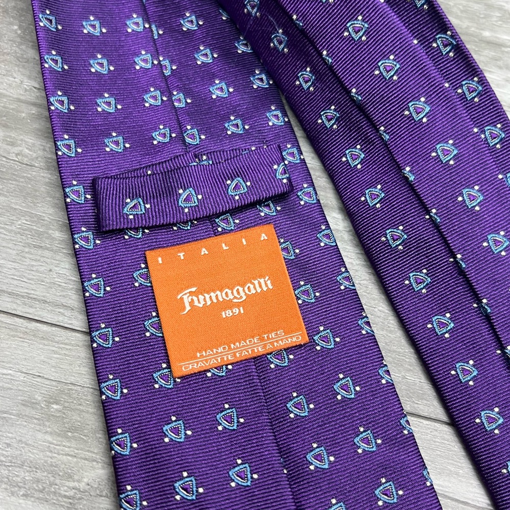 Fumagalli Purple w/ Blue Check Skinny Tie